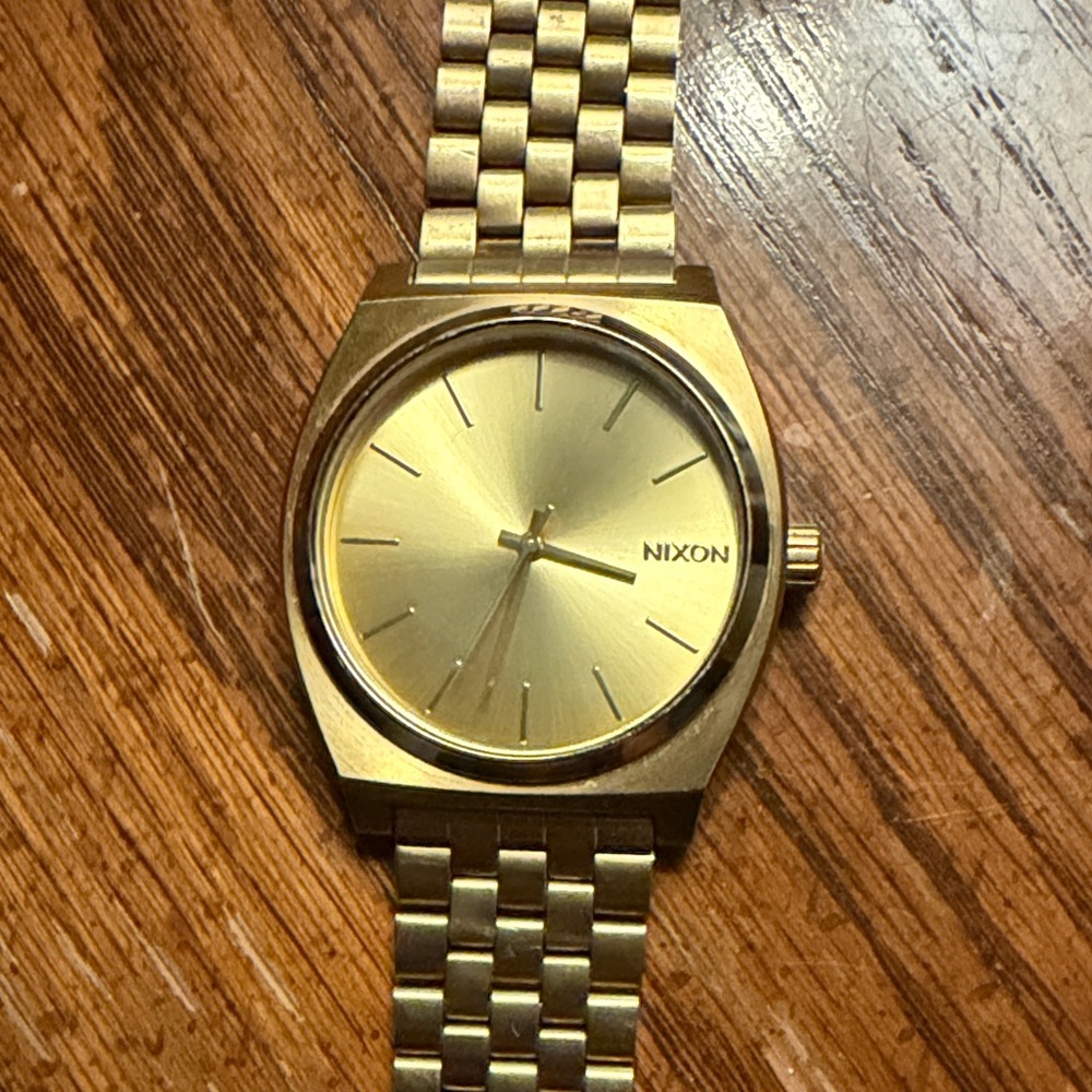 Nixon Gold-Tone Checkered Watch